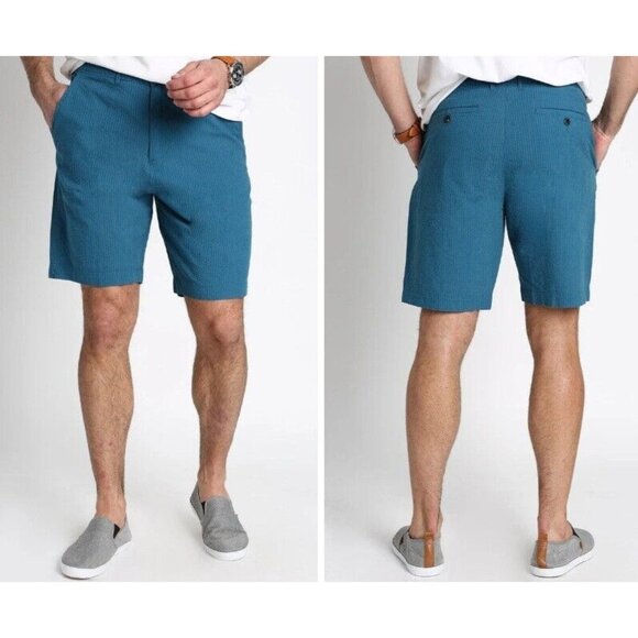 Jachs NY Slate Blue Seersucker Chino Shorts Mens SIZE 29 32" ACTUAL Cotton - Picture 1 of 12